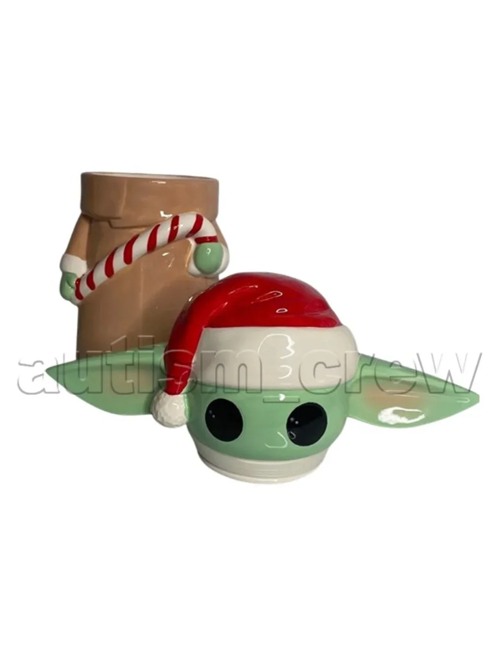 ♻ Disney Star Wars Grogu Baby Yoda Christmas Hat Ceramic Cookie Jar | 7384